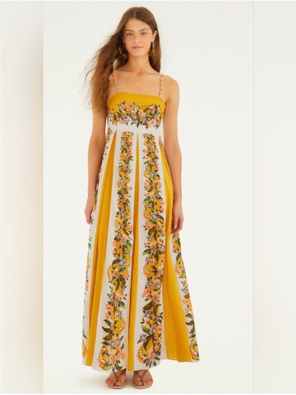 FARM Rio White Maxi Dress with Yellow Floral Print - Picture 3 of 9